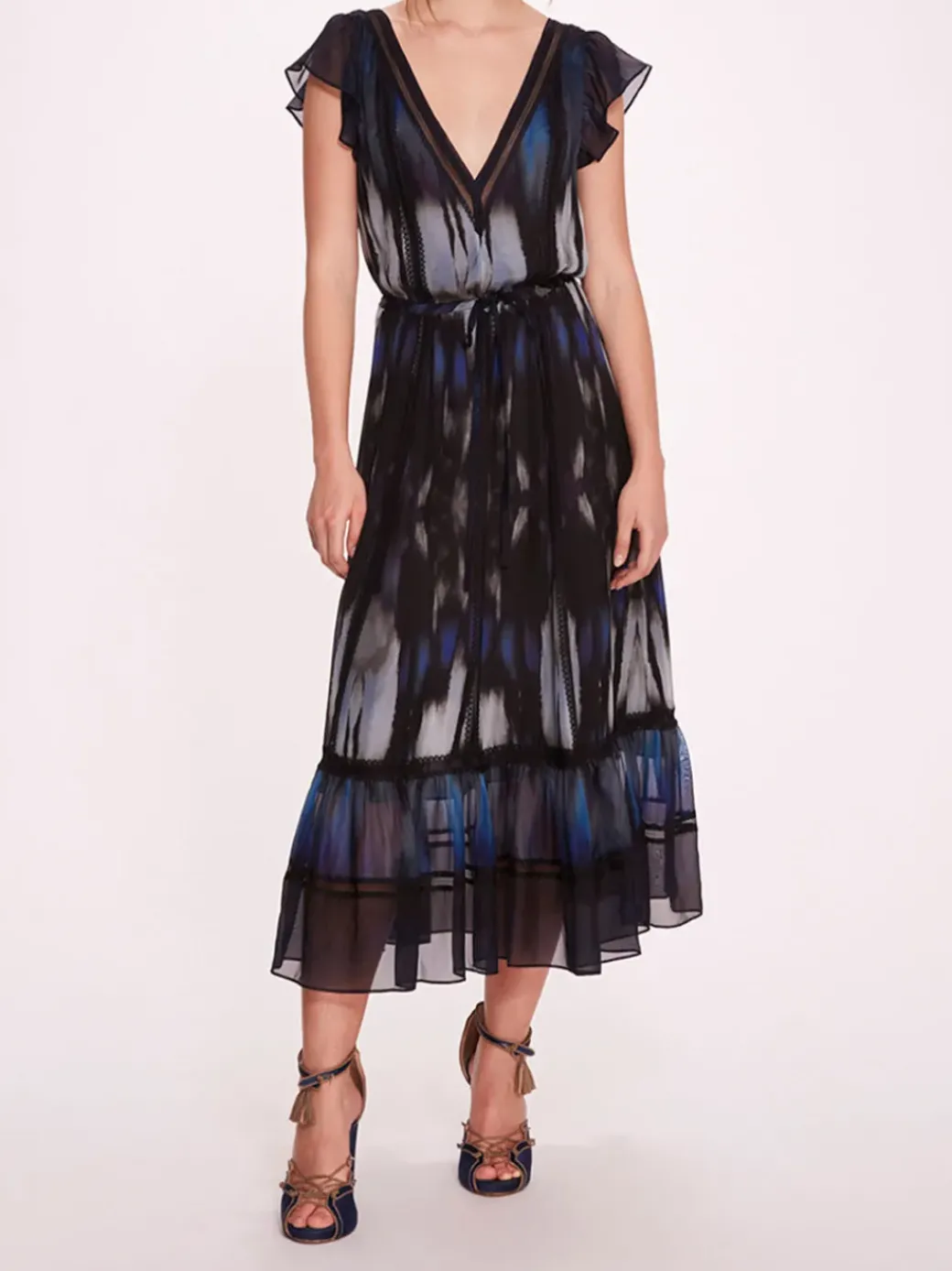 Abstract Viscose Midi Dress
