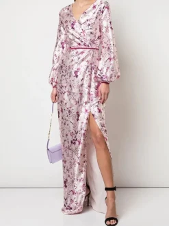 Bishop Sleeve Floral Print Charm Gown