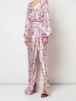 Bishop Sleeve Floral Print Charm Gown
