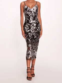 Botanical Sequin Midi Dress