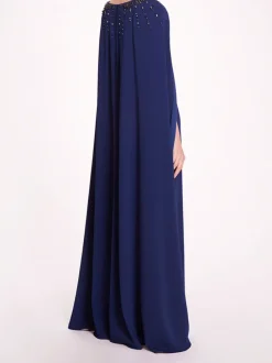 Embellished Cape Gown