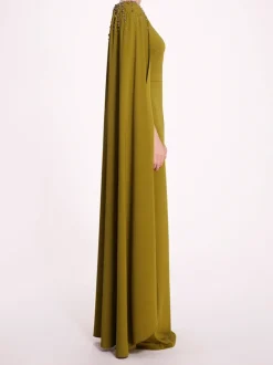 Embellished Cape Gown
