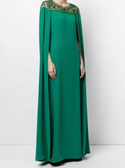 Embroidered Cape Dress