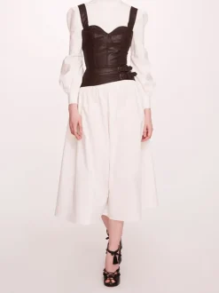 Faux Leather Poplin Corset Dress