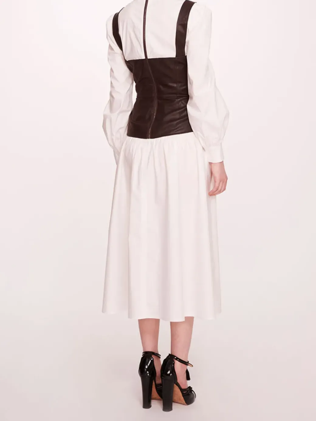 Faux Leather Poplin Corset Dress