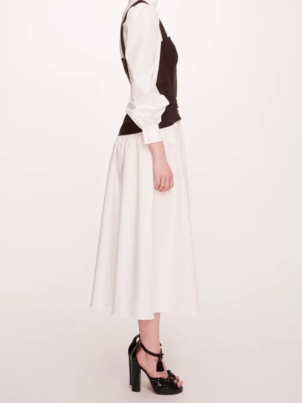 Faux Leather Poplin Corset Dress
