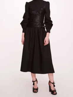 Faux Leather Poplin Corset Dress
