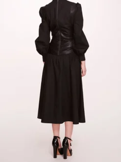 Faux Leather Poplin Corset Dress