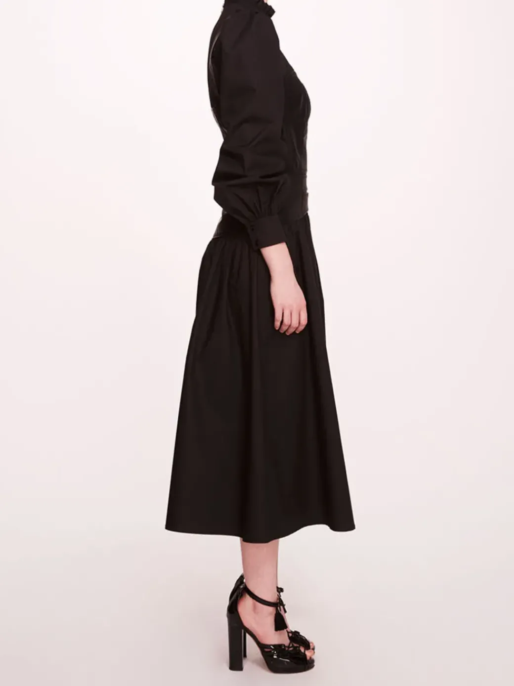 Faux Leather Poplin Corset Dress
