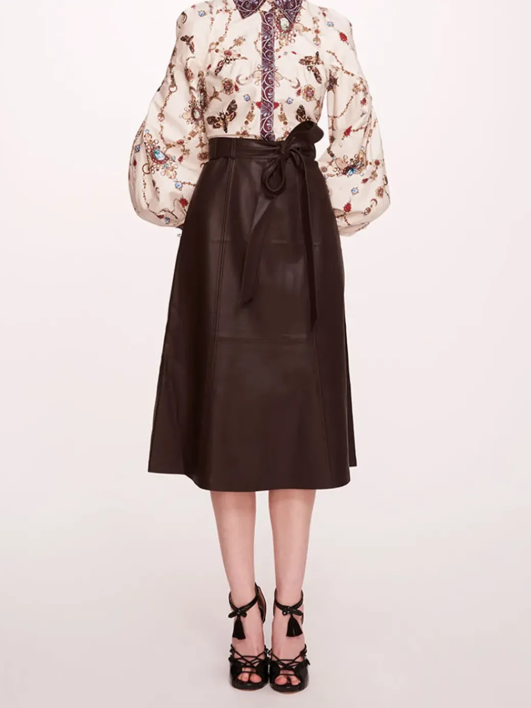 Faux Leather Poplin Midi Dress