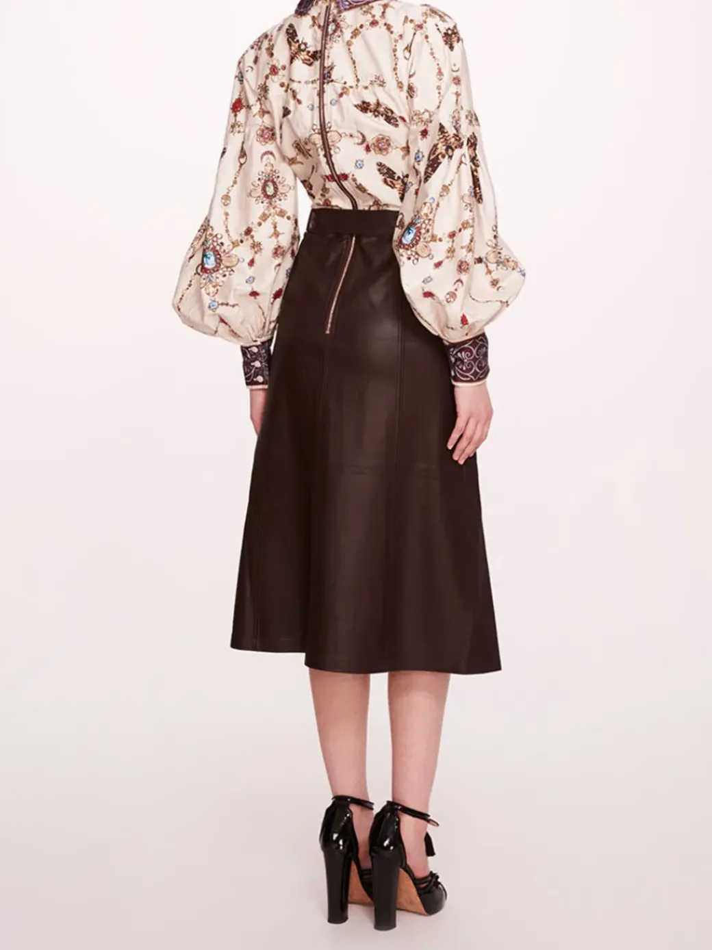 Faux Leather Poplin Midi Dress