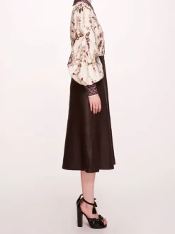 Faux Leather Poplin Midi Dress