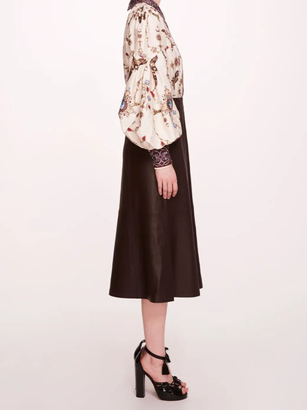 Faux Leather Poplin Midi Dress