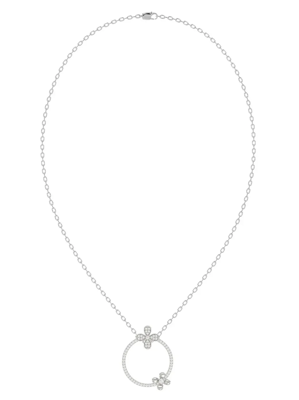 Floral White Gold Pendant Necklace