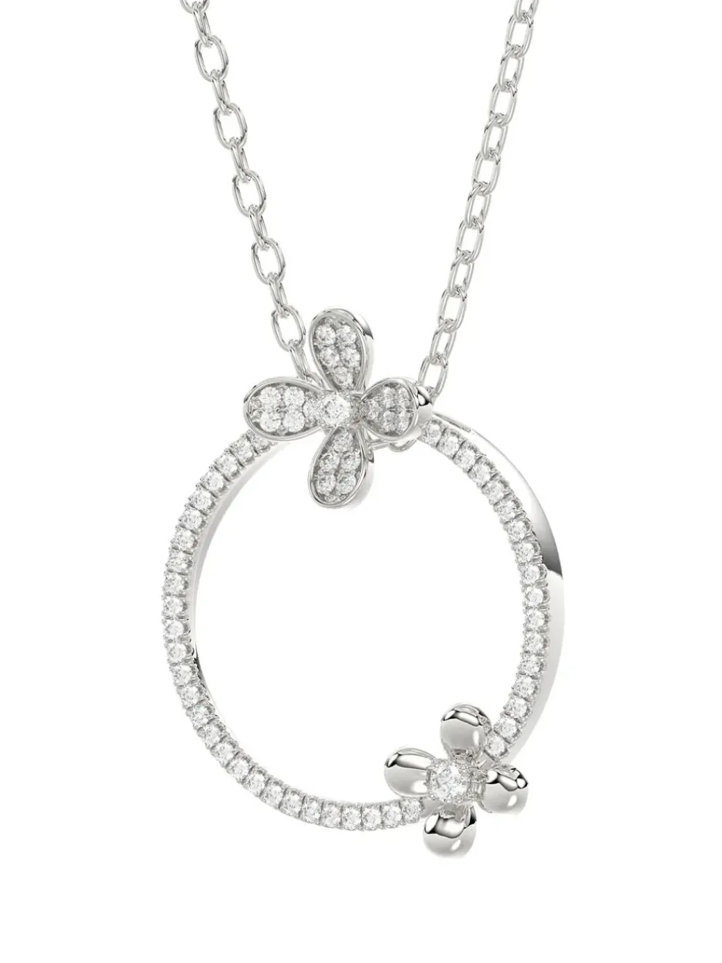 Floral White Gold Pendant Necklace