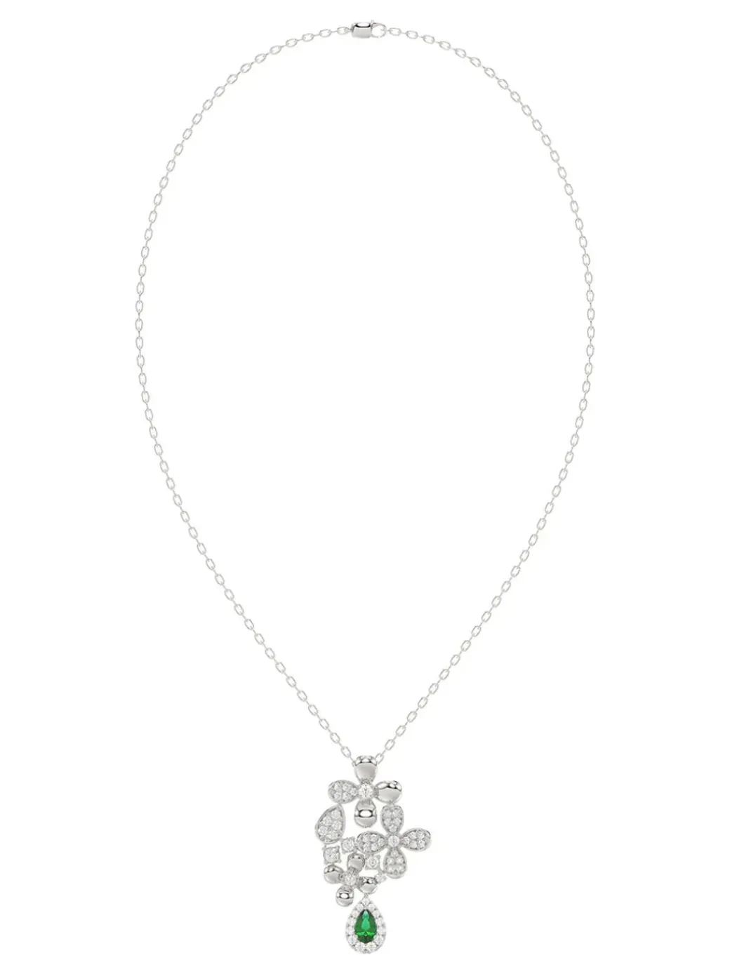 Floral White Gold Pendant Necklace