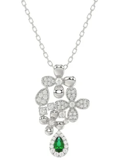 Floral White Gold Pendant Necklace