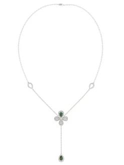 Floral White Gold Y Necklace