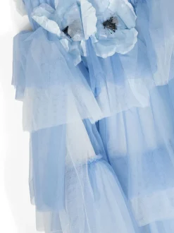 Flower-Embellished Tulle Gown