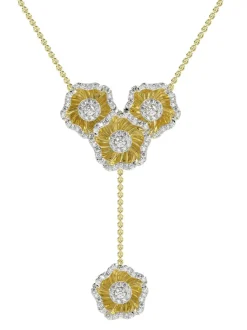 Halo Flower Rose Gold Y Necklace