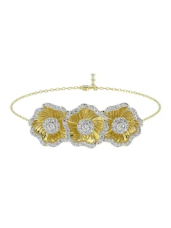 Halo Flower Yellow Gold Bracelet