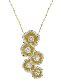 Halo Flower Yellow Gold Necklace