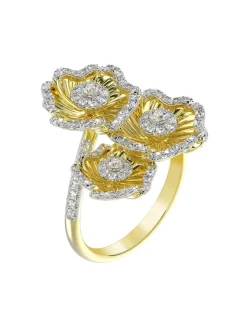 Halo Flower Yellow Gold Ring