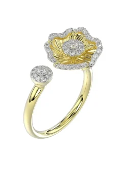 Halo Flower Yellow Gold Ring