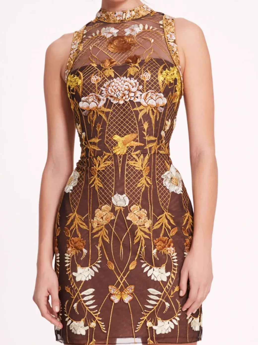 High Neck Tulle Mini Dress