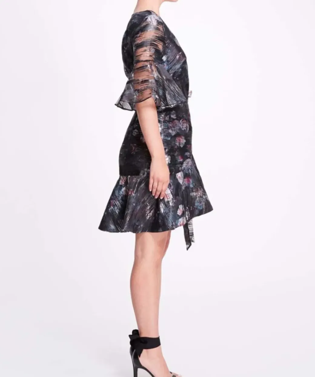 Printed Floral Fil Coupe Wrap Dress