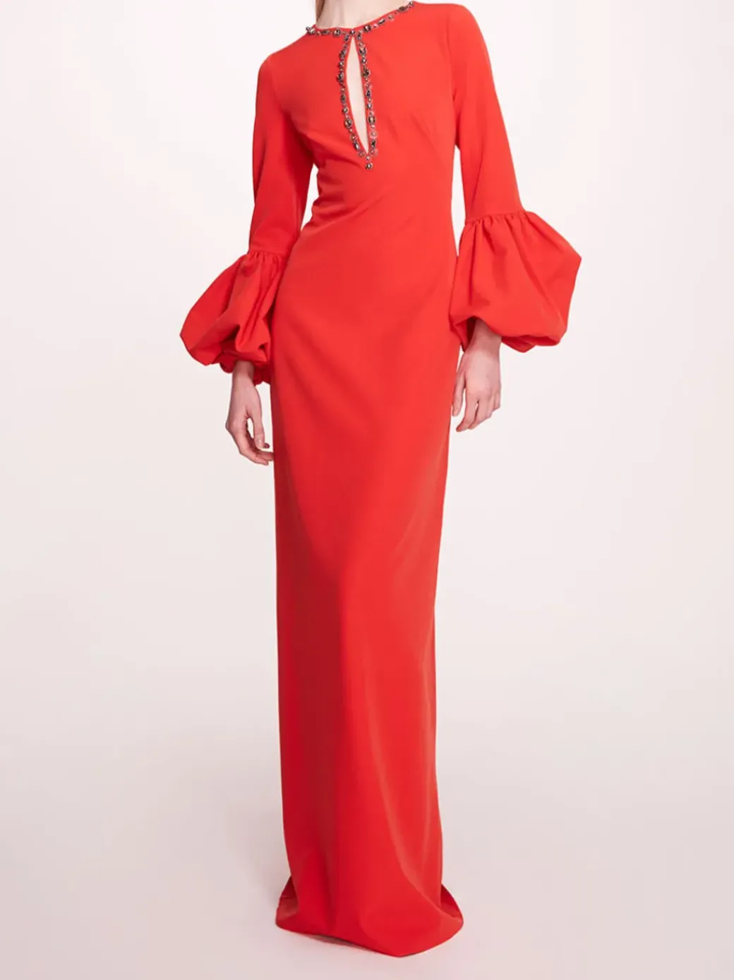 Puffed Sleeve Column Gown