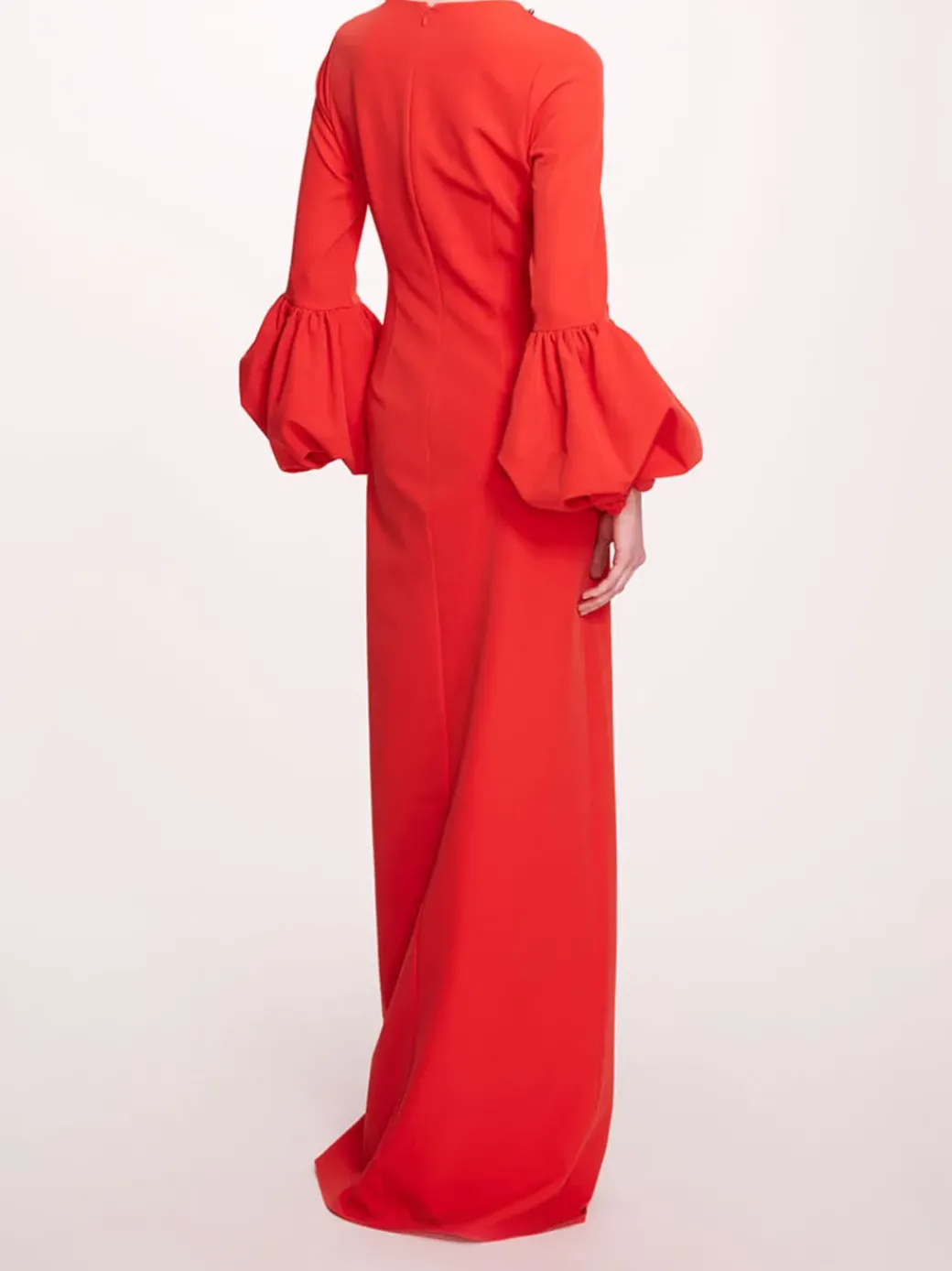Puffed Sleeve Column Gown