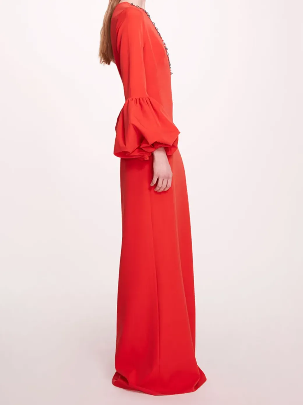 Puffed Sleeve Column Gown