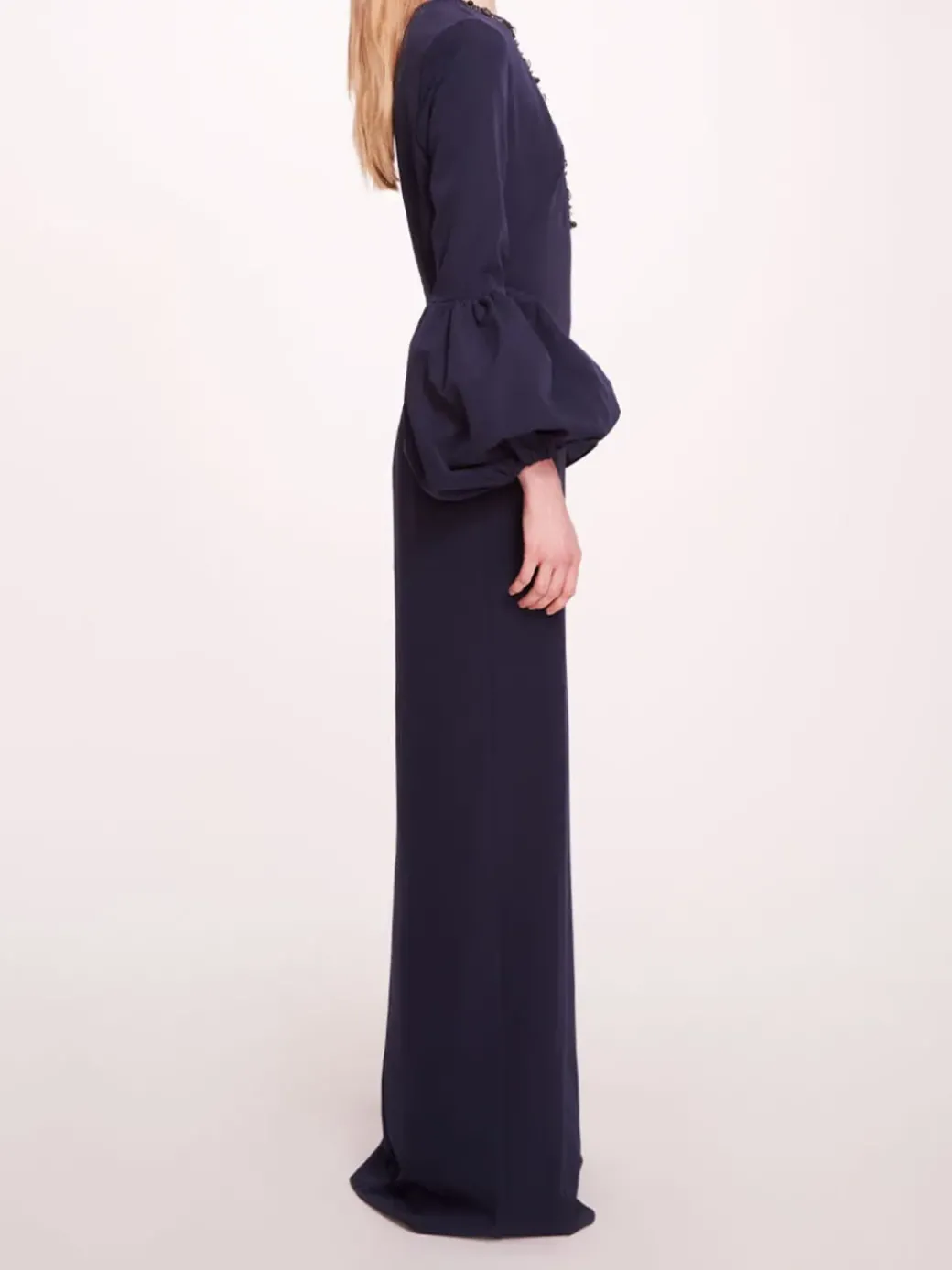 Puffed Sleeve Column Gown