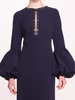 Puffed Sleeve Column Gown