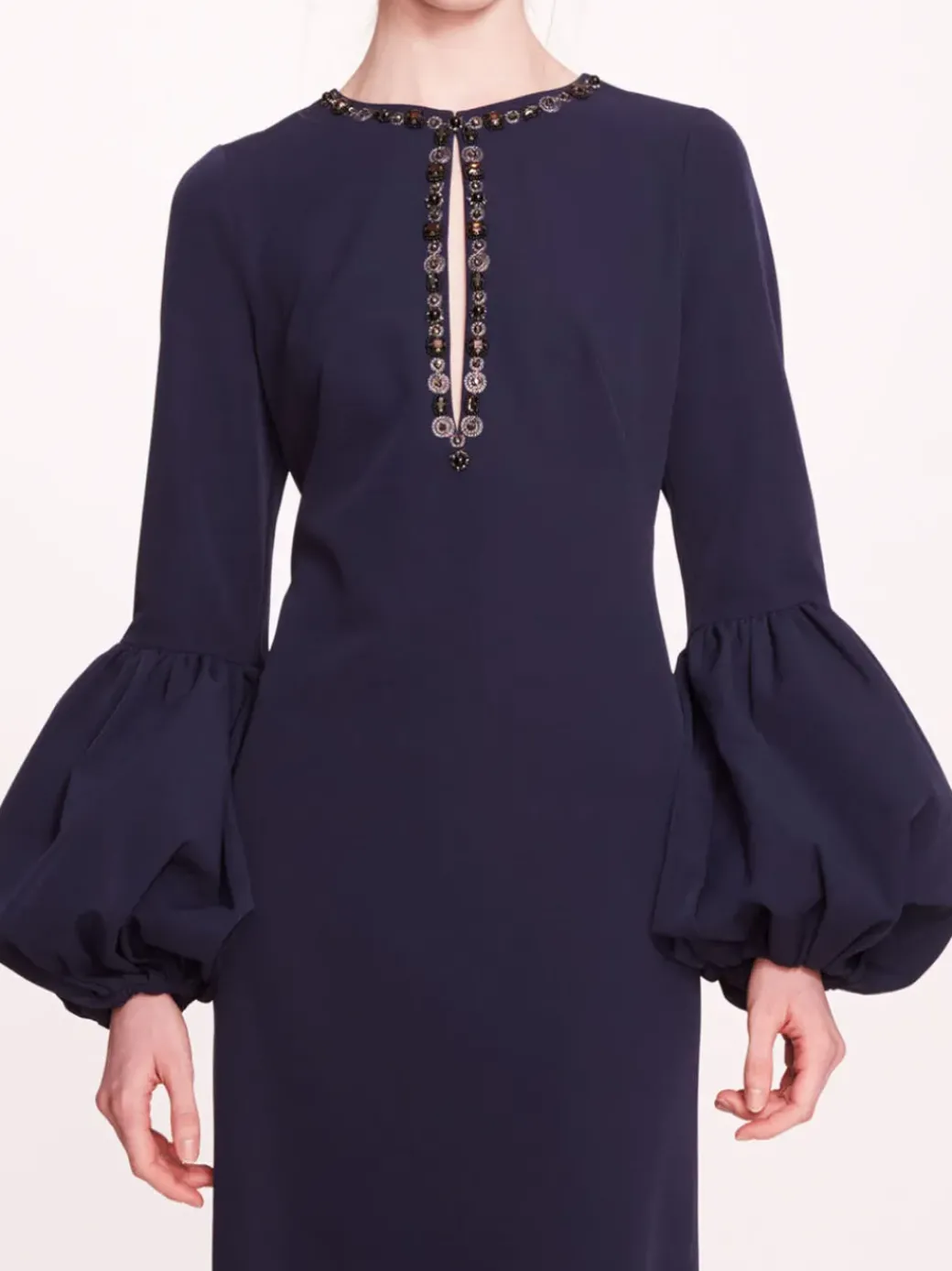Puffed Sleeve Column Gown