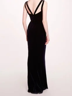 Sleeveless Velvet Column Gown