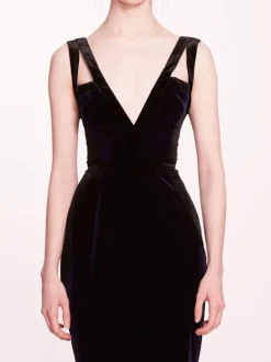 Sleeveless Velvet Column Gown