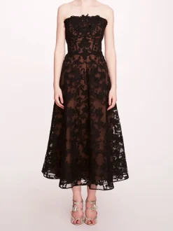Strapless Corded Midi Dress