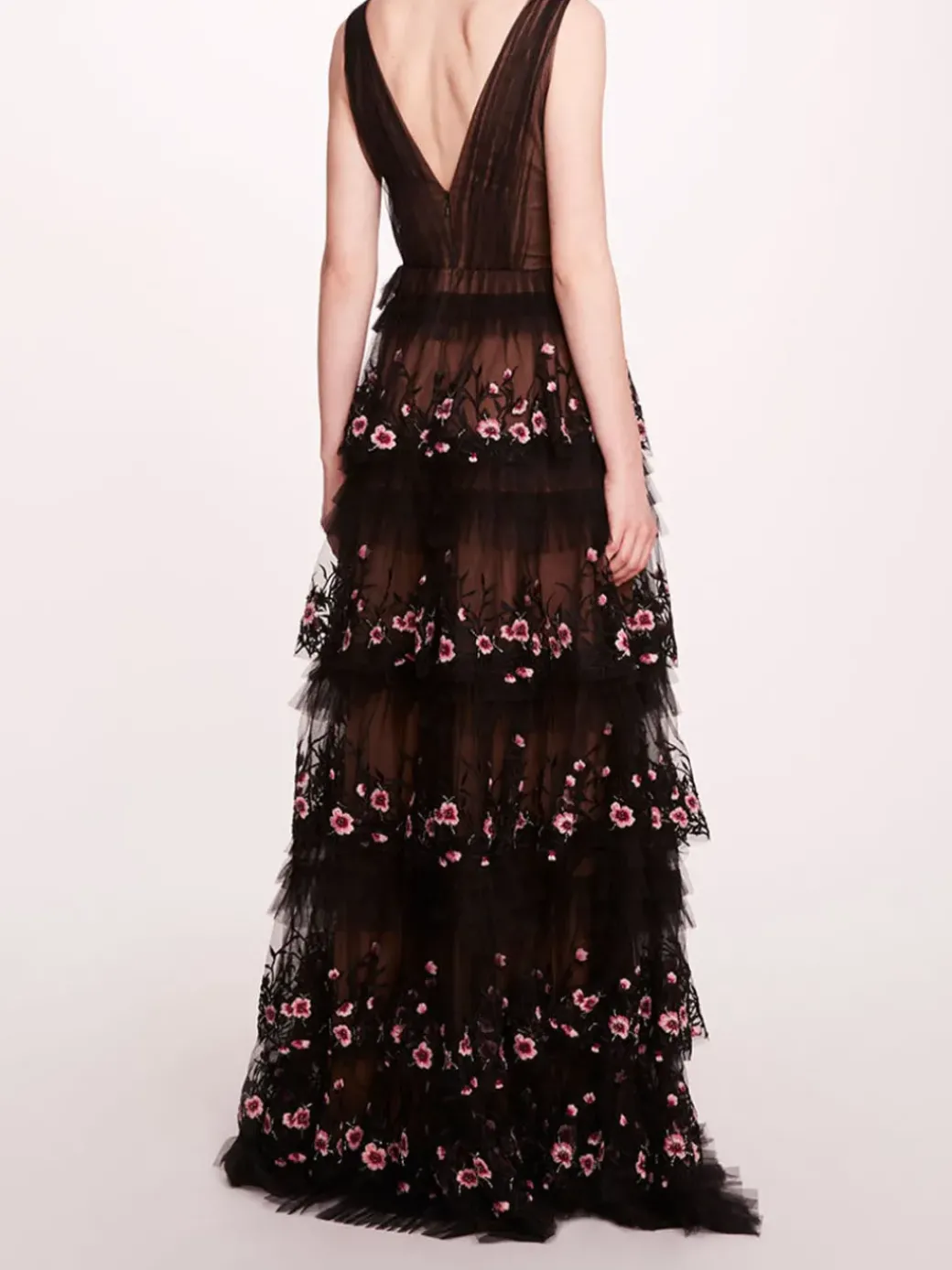 Tiered Terrarium V-Neck Gown