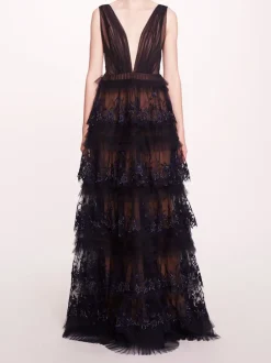 Tiered Terrarium V-Neck Gown