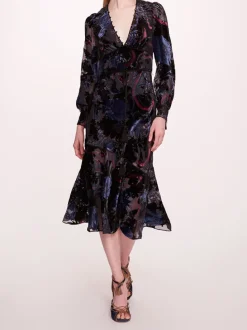 Velvet Burnout Midi Dress