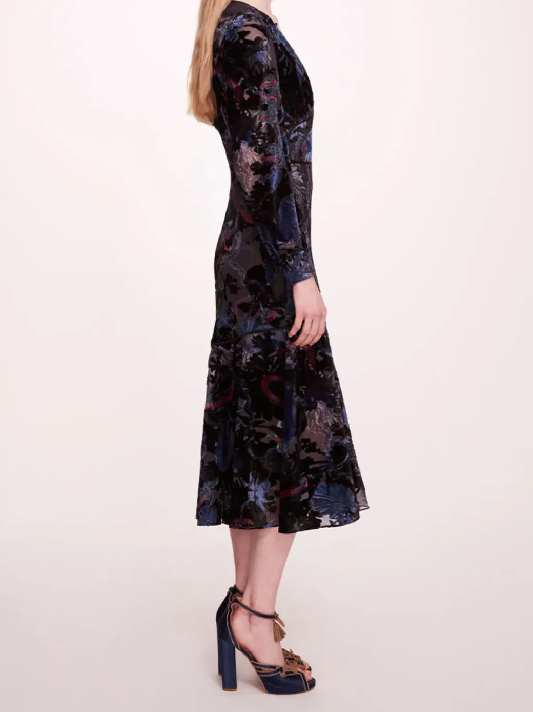 Velvet Burnout Midi Dress