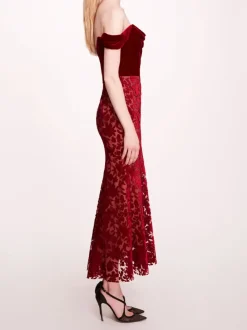 Velvet Cutwork Midi Dress
