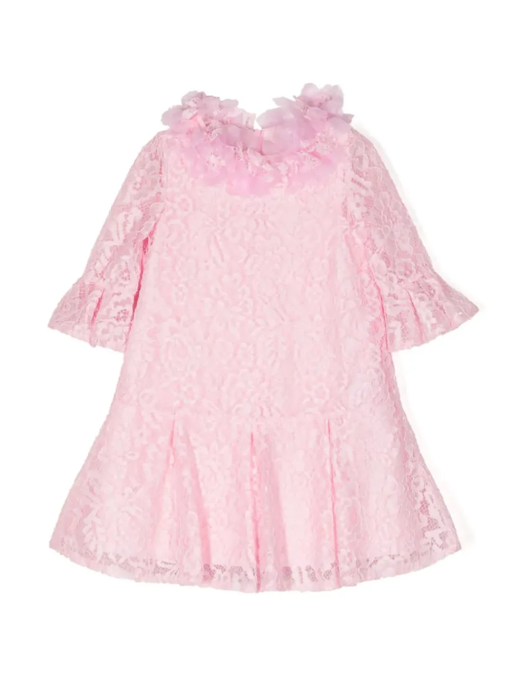 Volant-Embroidered Lace Dress